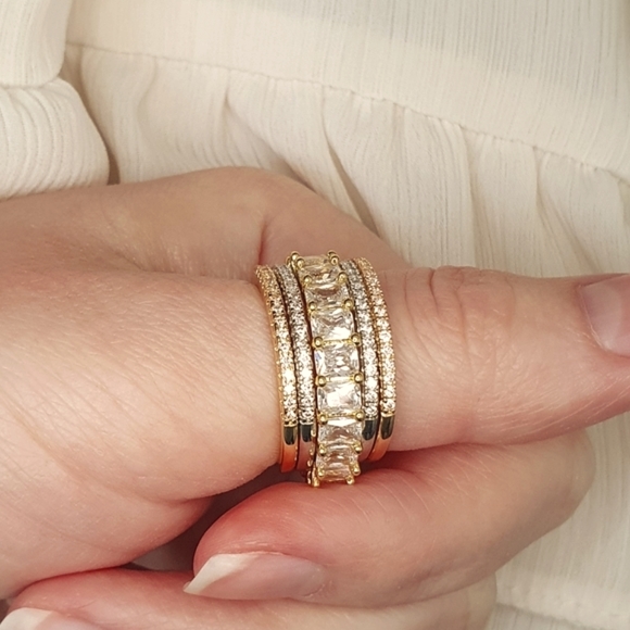 Super Pretty Rose Gold / Gold & Silver Set Rings - Picture 7 of 7